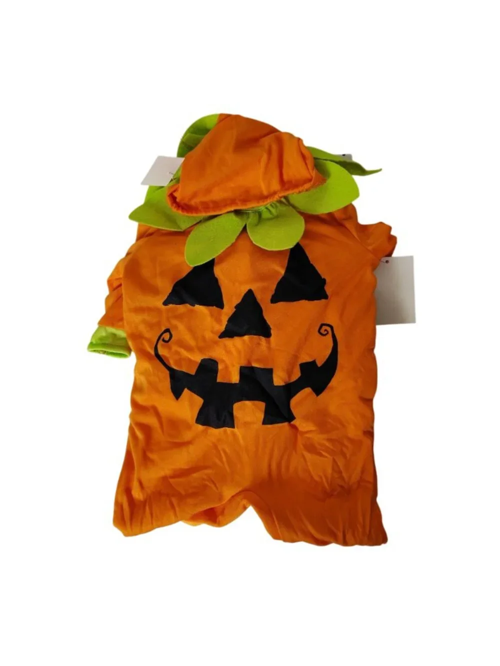 Infant 0 to 6 Months Pumpkin Jack-O-Lantern Jumpsuit and Cap Halloween Costume